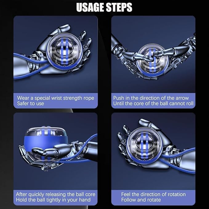 2026 New Wrist Ball, Wrist Ball Exerciser with LED Lights, Auto-Start Gyroscopic Forearm Exerciser, Enhance Grip Strength, Strengthen Arms, Fingers, Bones and Muscles, Joint Relief