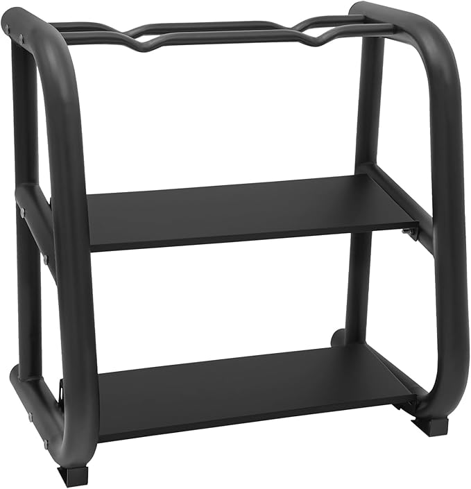3-Tier Dumbbell Rack, 220.46LB Capacity Heavy-Duty Weight Plate Holder for Home Gym, Adjustable Barbell Rack with Sturdy Groove and Smooth Edge for Dumbbells, Kettlebells & Weight Plates (Rack Only)