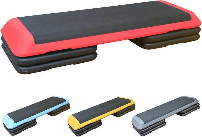 43'' Aerobic Stepper, 4-6-8in Height-Adjustable Exercise Workout Step Platform with 4 Detachable Risers for Home Gym Workout & Training