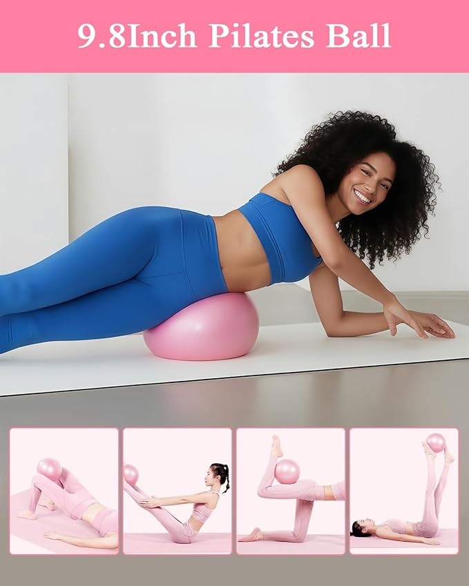 12 Pcs Pilates Equipment kit for Home Workouts, Women's Pilates Essentials Set, Pilates Ring and 2 Ball Accessories Ket, with 5 Resistance Loop, Grip Socks, Resistance Bands, Sculpt Band & Storage Bag