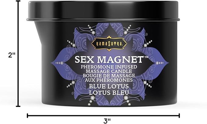 Pheromone Infused Massage Oil Candle for Pure Relaxation- 6oz- Moisturizing Coconut Oil, Essential Oil Blend Body Massage Candle for Home Spa- Amazing Gift for Women & Men (Blue Lotus) Unisex