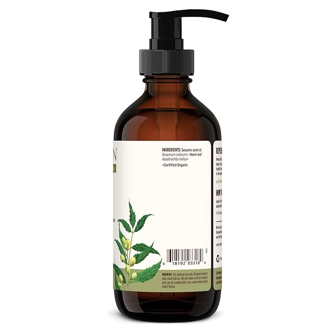 Banyan Botanicals Organic Neem Oil – Cooling & Soothing Ayurvedic Neem Oil – Supports Healthy Radiant Skin – 8 oz. – Non-GMO Sustainably Sourced Abhyanga Massage Oil