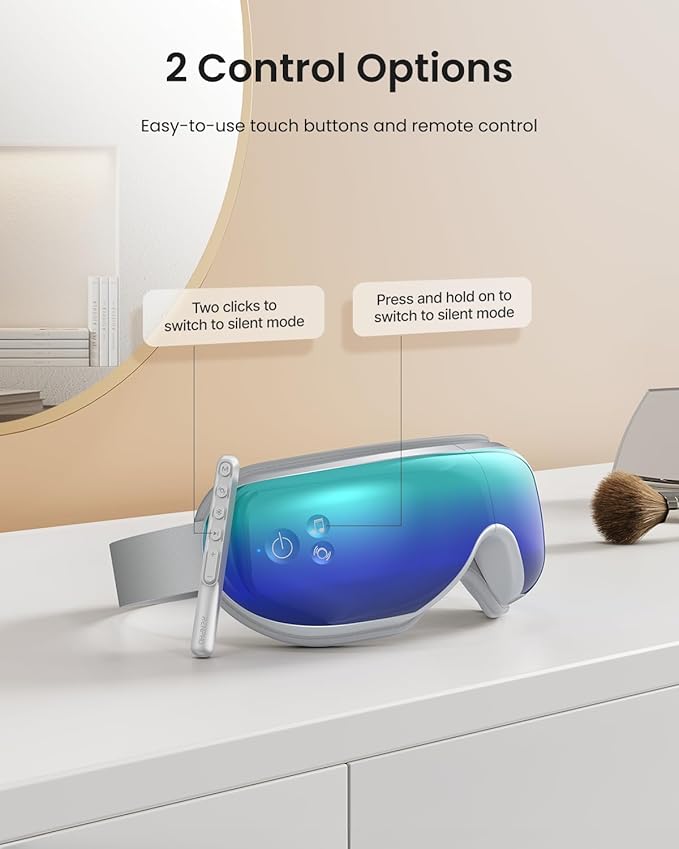 RENPHO Eyeris 1 Eye Massager with Remote, Birthday Valentines Day Gifts for Women Men, Sleep Mask with Heat Compression, Headache Massager for Strain Migraine Relief Stye Eye