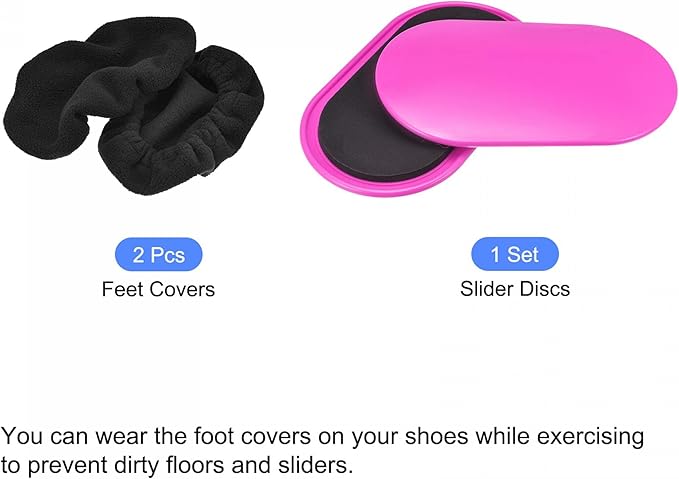 uxcell Exercise Core Sliders, Oval Glider Discs with Feet Covers, Dual Sided Usage in Home Gym for Full Body Workout