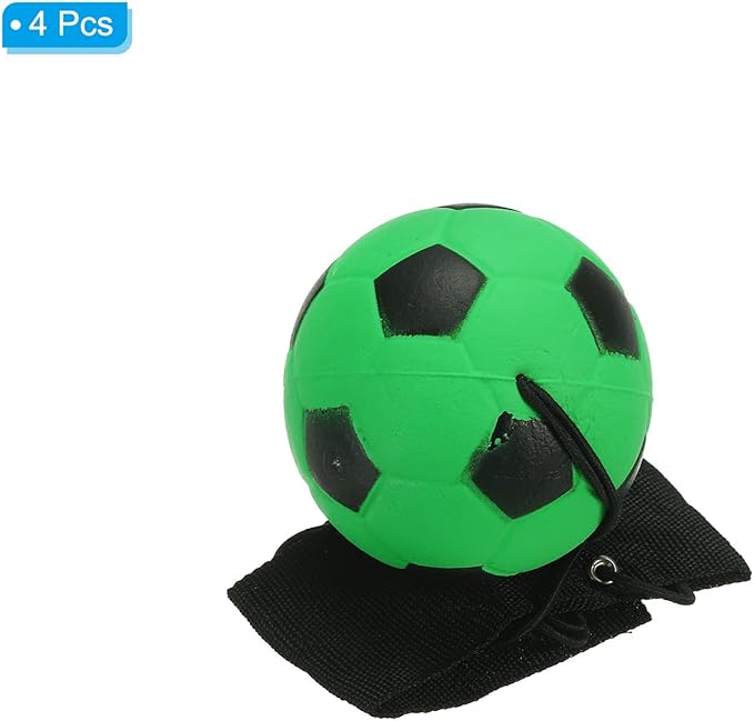 PATIKIL 2.5 Inch Sports Wrist Ball, 4Pcs Soccer Rubber Rebound Wristband Wrist Return Ball Sport on A String for Exercise Play, Fluorescent Green