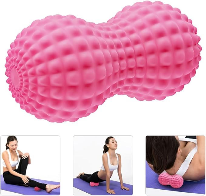 SELEWARE Peanut Massage Ball, Peanut Double Lacrosse Massage Roller Ball for Back Neck Shoulder Spine Legs Hips, Deep Tissue Peanut Roller Ball Trigger Point Muscle Massage Ball, Pink