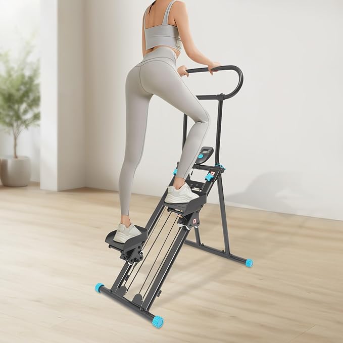 Stair Stepper Vertical Climber Machine with LCD Screen Compact Folding Cardio Exercise Climber Stair Climber for Living Rooms, Home Gyms, Apartments Foldable Design 300 lbs Capacity
