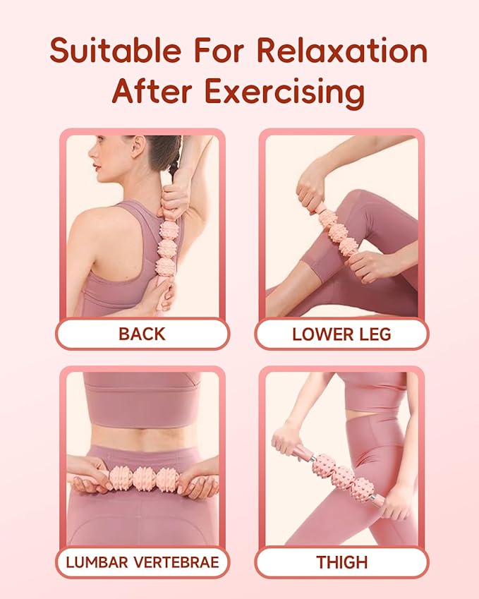 Muscle Roller Stick for Legs,11.6IN Physical Massager 3-Balls Massage Roller Stick Trigger Point Massage Fascia Roller for Leg Calf Abdominal Neck Arms Relieve Muscle Soreness-White