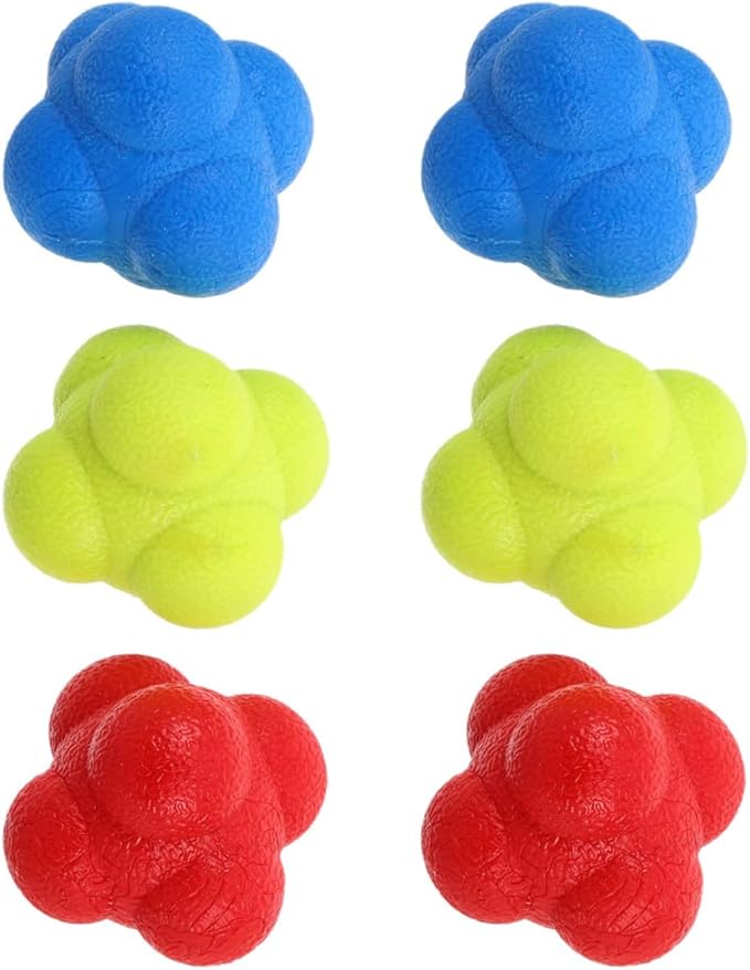 6pcs Hexagon Reaction Balls Speed Training Set for Hand Eye Coordination and Agility Reflex, 5.5cm Sports Coordination Balls for Adults Fitness and Wrestling Training