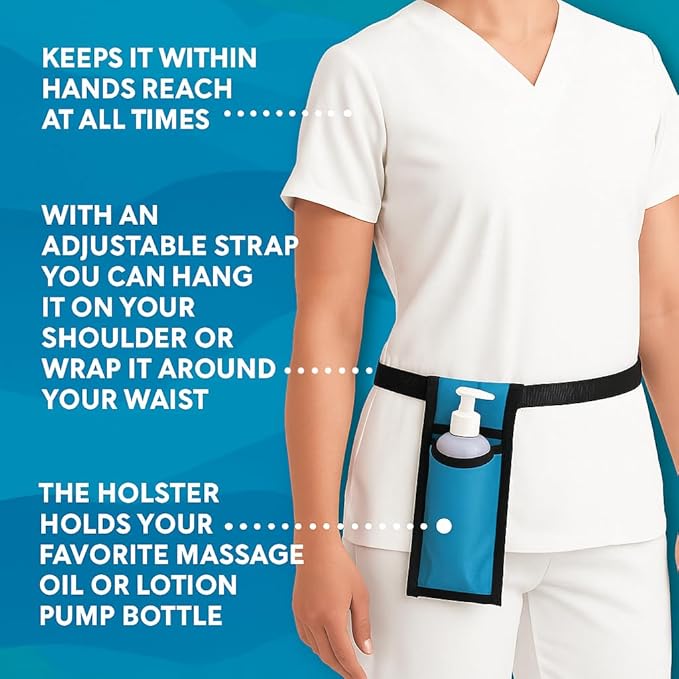 Royal Massage Oil Bottle Holster with Adjustable Strap – Hands-Free Waist or Shoulder Pouch for Therapists – Fits Most Pump Bottles – 8 Color Options - Bottle Not Included (Purple)
