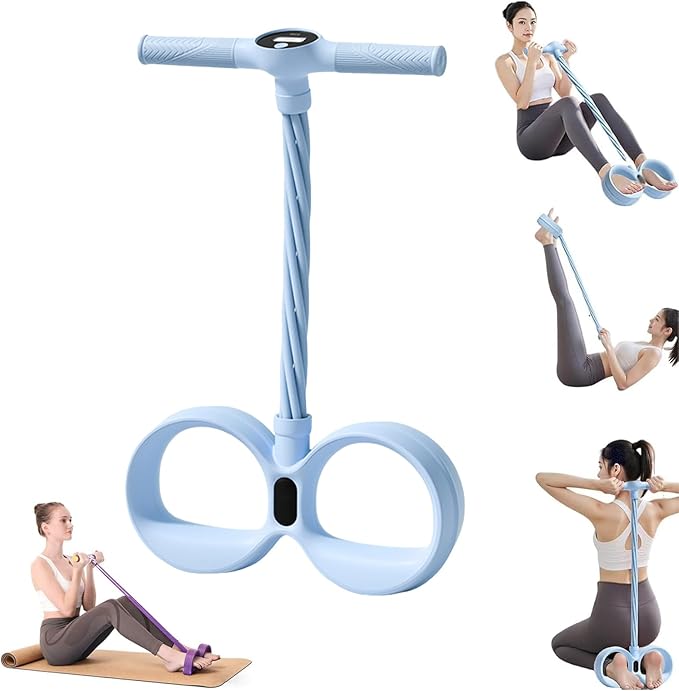 Smart Foot Pedal Puller, with Digital Counter & Handles, 6 Tube Pedal Resistance Band for Full Body Workout, Leg Exerciser While Sitting for Seniors