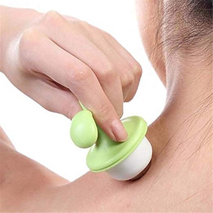 VUFVOID 2PCS Handheld Body Massager Mini Potted Plant Shaped Roller Ball Bead Relaxation Neck Foot Face Pot Desk Decor Massage Cooling for Neck (Green with White)
