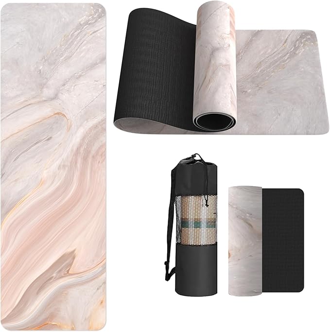 FOLAI Extra Thick Yoga Mat 6mm，pilates mat thick - Non-Slip Exercise Mat for HIIT, Pilates & Home Workouts & Workout with Free Carry Strap
