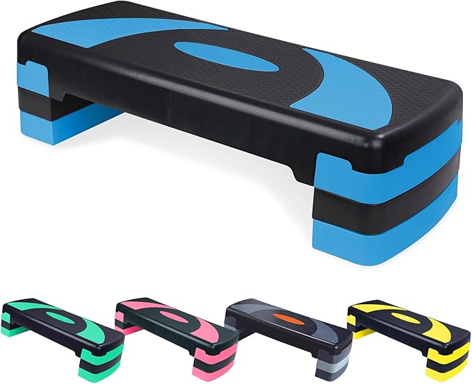 Aerobic Step Platform Exercise Step with 3 levels Adjustable Height Non-Slip Exercise Stepper for Cardio, Strength, and Fitness Workouts at Home or Gym