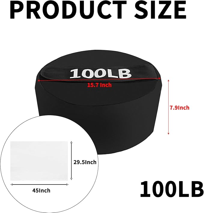 Adjustable Sandbag for Weight Training：100 LB Heavy Duty Sand Bags for Fitness & Workout, Gym & Home Exercise Equipment for Men or Women (Sand Not Included)
