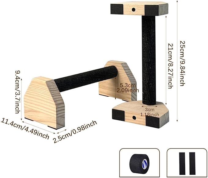2Pcs Push up Bar Sturdy Wooden Parallettes Bar Push up Stands Pushup Handles for Gymnastics Strength Training Aerobics