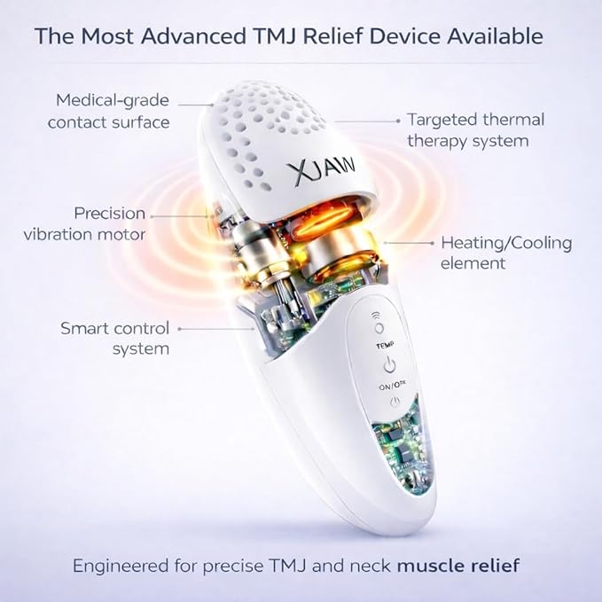 XJAW™ Advanced 3-in-1 TMJ Therapy Device with HEAT & COLD Therapy and Precision Vibration – Professional Jaw Recovery System for TMJ Relief, Masseter Muscle Therapy, Inflammation, Jaw & Neck Tension