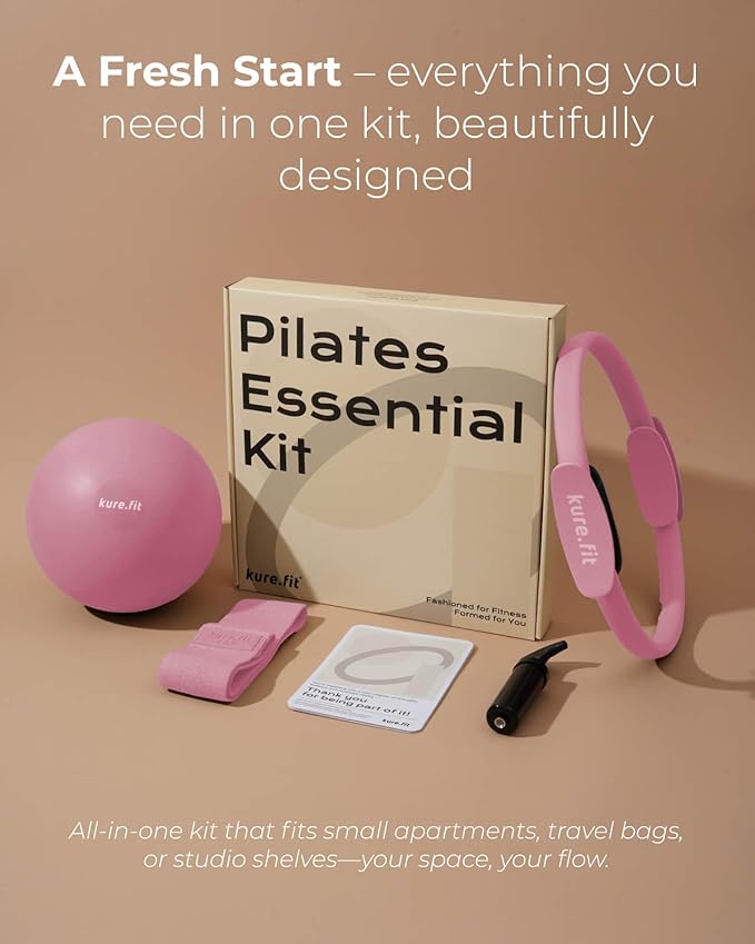 Pilates Kit for Women – Home Pilates Equipment Set with Ring, Ball & Resistance Bands | Pilates Starter Kit with Accessories in Gift Box
