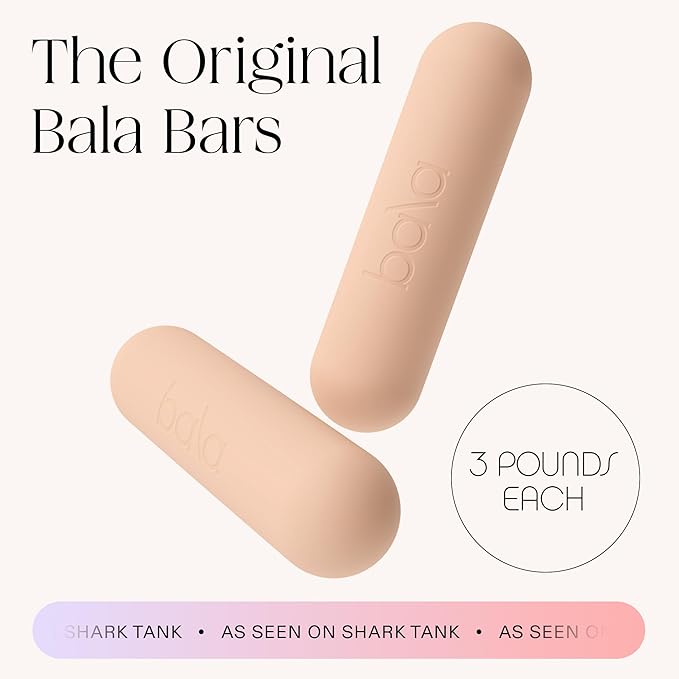 Bala Bars Dumbbell Set for Women & Men - Set of 2 Bars Designed for Walking, Strength Training, HIIT, Boxing & Aerobics - Hand Weights for Working Out at Home