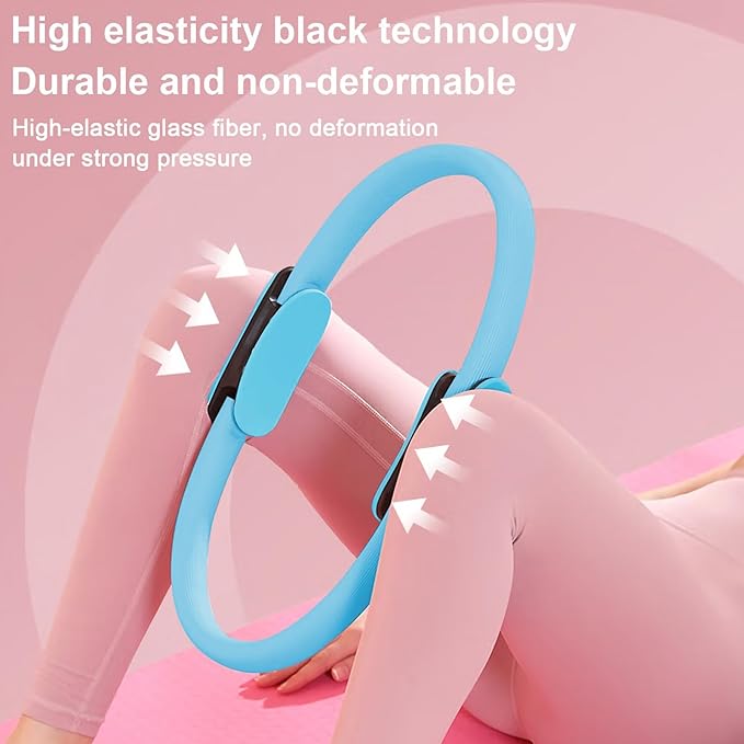 Pilates Ring Fitness Circle 14.96" Yoga Rings Magic Circle with Dual Padded Handles for Toning Arms, Thighs/Legs & Core