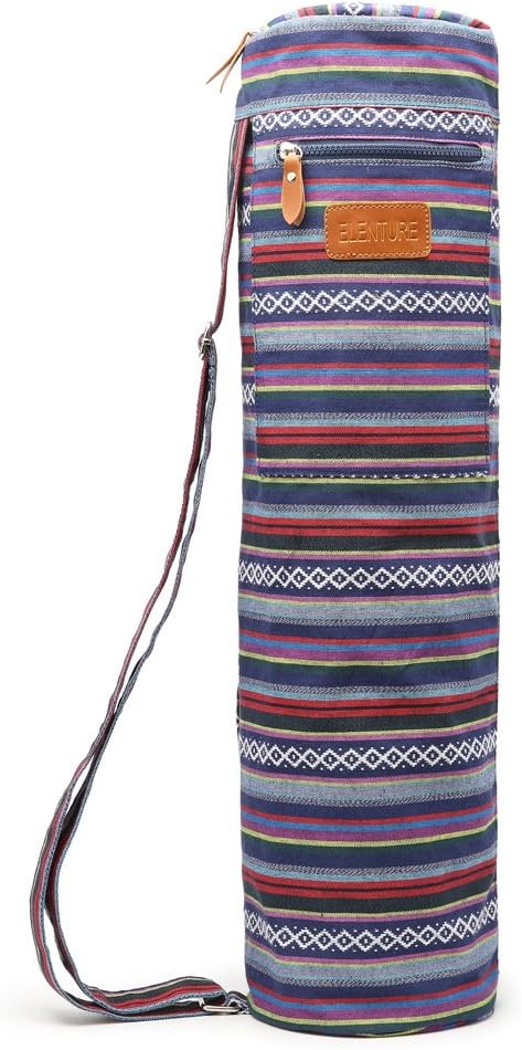 Canvas Yoga Mat Bag with Adjustable Strap & Pockets, Full-Zip Travel Gym Tote for Women & Men, Fits 1/4" & 1/3" Thick Mats, Lightweight Carrier for Yoga, Studio, Workout, Outdoor Use