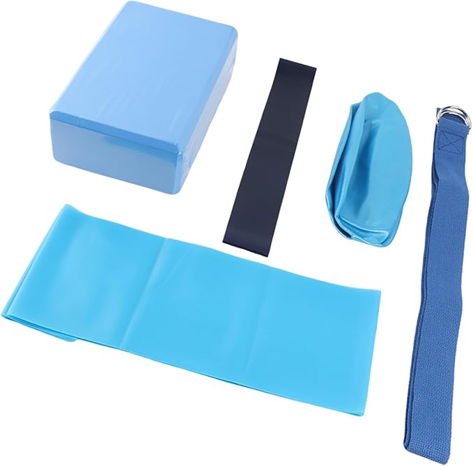 5pcs Set Yoga Fitness: Yoga Block Stretch Belt Latex Towel Resistance Loop Yoga Ball, Yoga Starter Kit for Home Workouts
