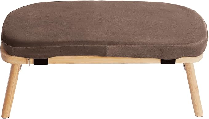 Meditation Bench, Folding Yoga Kneeling Stool, Portable Bamboo Prayer Cushion, Japanese Floor Chair (Brown)