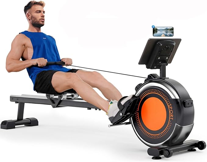 Dripex Rowing Machines for Home, Upgraded Rowing Machine Magnetic Rower, Max 360 LBS, 16 Levels of Workout Resistance, Dual Slide Rail, App Compatible, LCD Monitor, Row Machine for Gym Exercise