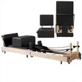 Wunder Pilates Pro Split-Pedal Stability Combo Chair with Handles Maple Wood for Home and Studio (Black, M8)