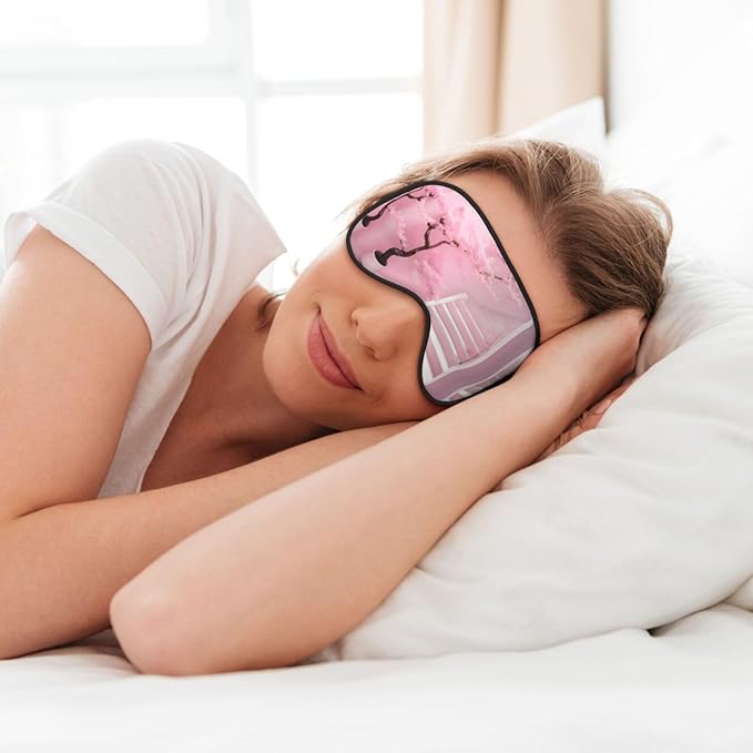 Cherry Blossom White Staircase Head-Mounted Double-Sided Light-Blocking Sleeping Eye mask to Protect Eyes and Relieve Eye Fatigue