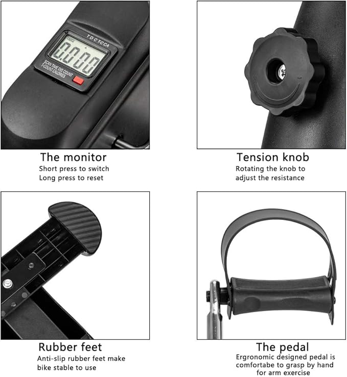 Physical Therapy Leg Exercisers Exercise Bike Under Desk Pedal Exerciser Stationary Mini Exercise Bike Black