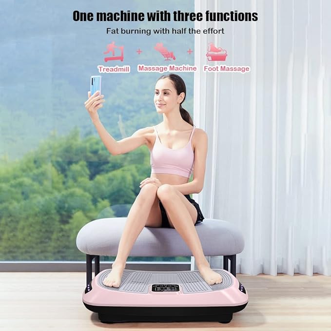 Vibration Platform Machine for Home Gym, Vibration Plate Exercise Board for Fitness, Full Body Vibrating Workout Machine w/Resistance Bands (Color : Green)