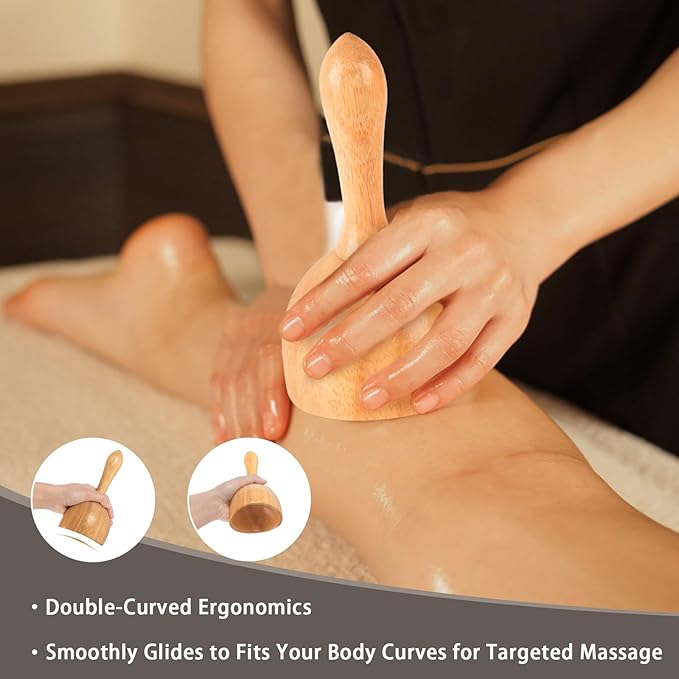 Wood Therapy Massage Tool, Wooden Lymphatic Drainage Sculpt Cup Cellulite Massage Tool, Body Sculpting Tool for Cellulite Reduction,Muscle Tension Release,Body Contouring & Shaping
