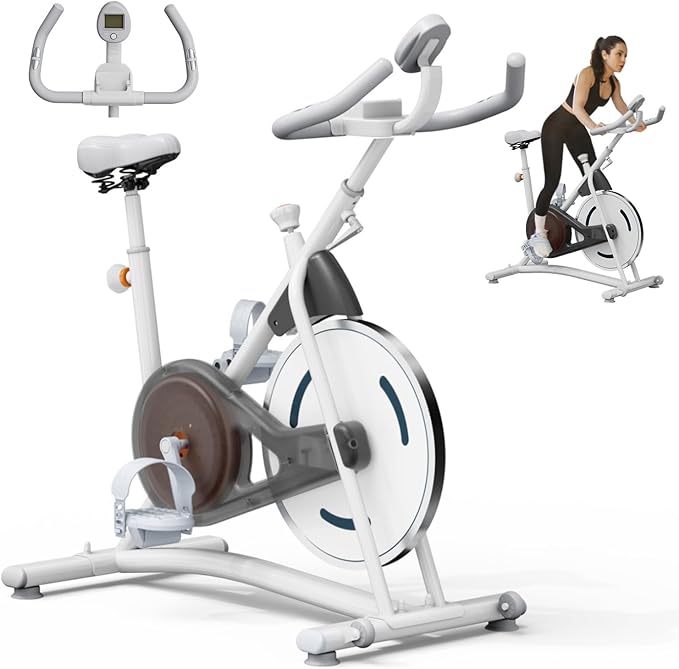 Hillhub Exercise Bike, Stationary Bikes for Home with Grip Pulse Sensor and Stepless Resistance Adjustment, Compact Indoor Cycling Bike with Tablet Mount, Compatible with APP Sync