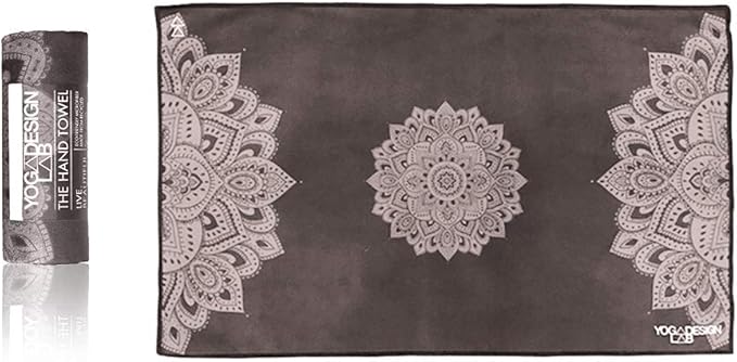 yogadesignlab | The Hand Towel | Premium Non Slip Hand Towel | Designed in Bali | Colorful Eco Printed + Quick Dry + Soft | Hot Yoga, Bikram, Ashtanga, Sport, Barre, Travel (Mandala Black)