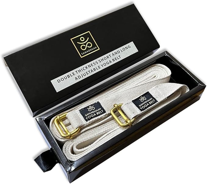 Yoga Strap with Durable Sliding Brass Buckle | Strong & Secure Yoga Strap | Double Thickness Adjustable Yoga Belt for Daily Stretching, Yoga, Pilates & Fitness