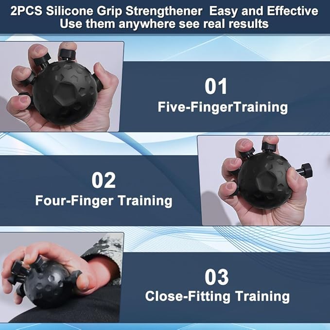 2PCS Grip Strength Trainer Ball, Upgraded forearm strengthener, Adjustable Hand Grip Strengthener For Strength Trainer Hand Squeezer Stretcher Extender Workout