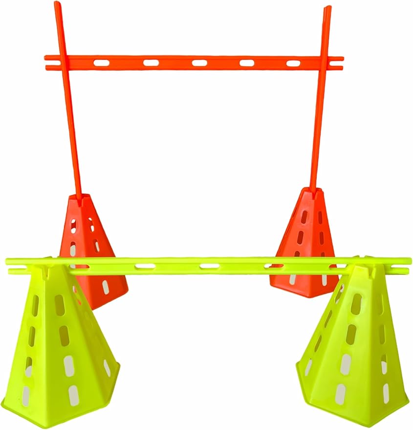 Arriba Sports Cone Hurdle Set; Training Cones and Agility Poles: Agility Training Set; 12 Cones and 6 Agility Poles with Carry Bag