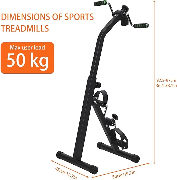 Pedal Exerciser Bike Hand Arm Leg and Knee Peddler, Arm Leg Knee Physical Therapy Exercise Bike, Adjustable Fitness Recovery Equipment for Seniors Total Body with Monitor Black