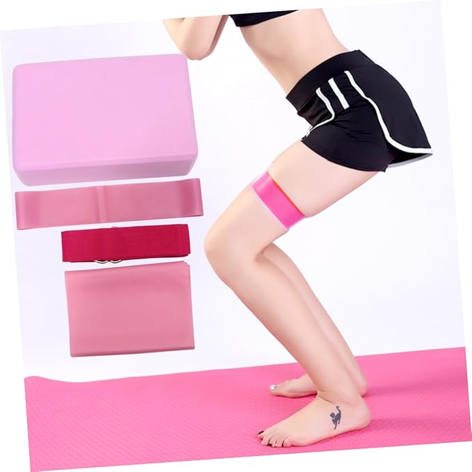 Happyyami Yoga Tool Kit Yoga Block Latex Strap Stretch Band Resistance Ring Fitness