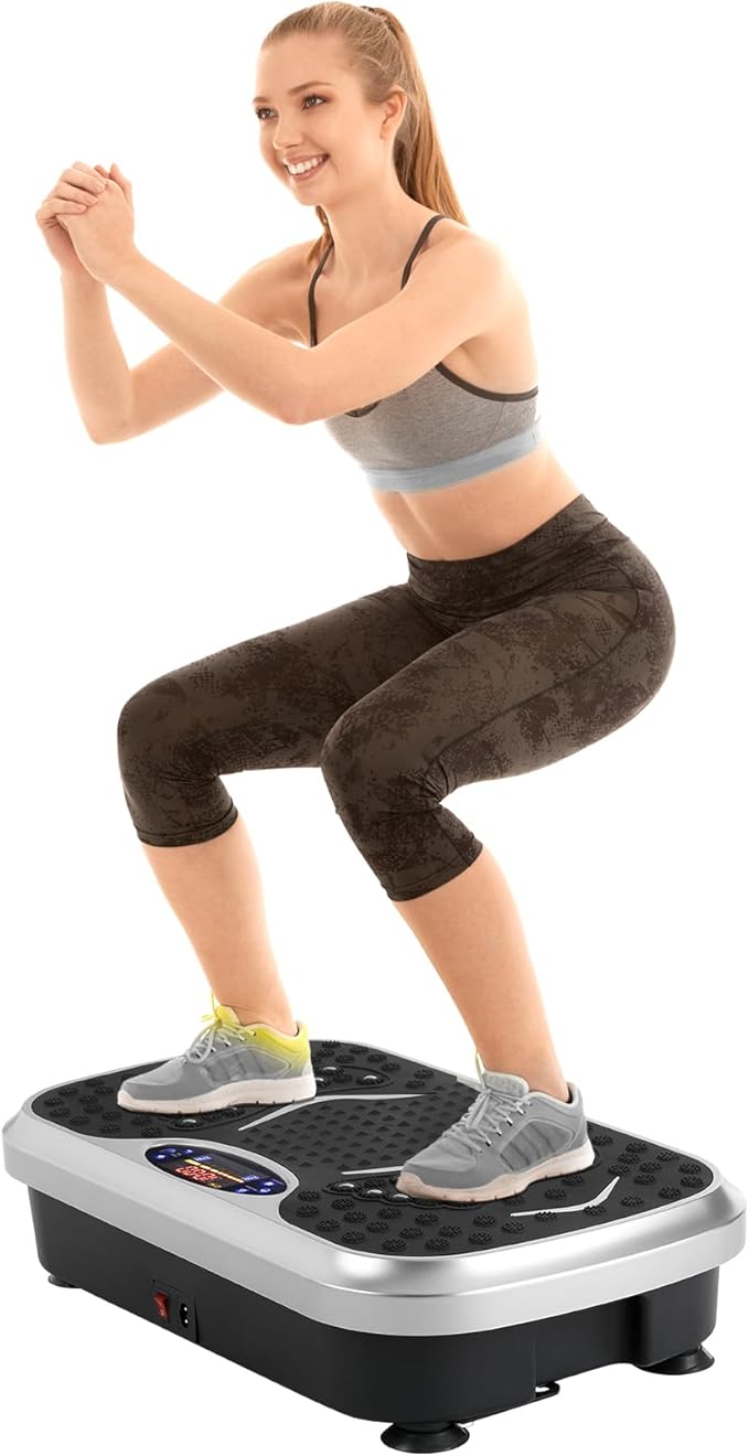 Arlopu 3D Vibration Plate Exercise Machine, Full Body Workout Vibration Platform for Weight Loss & Lymphatic Drainage, Shake Fitness Platform with Loop Bands for Women Men