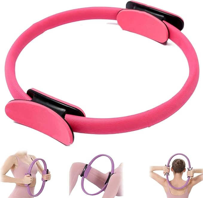 Pilates Ring Fitness Trainer, Yoga Ring Home Gym Equipment Inner Thigh Exercise, 14.96 Inch Yoga Ring Magic Circle, Double Padded Handle Exercise Resistance Equipment