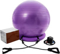 Yoga Ball Chair,Yoga Ball，Exercise Ball, Balance Ball Chair with Adjustable Band & Stability Base Home Yoga Chair for Exercise/Improving Health Pregnancy Birthing Balls Seat(Purple,Diameter 65cm ( 25