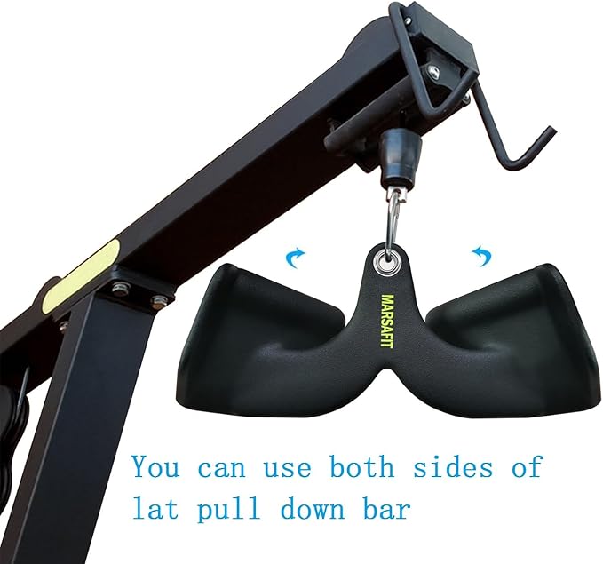 Home Gym Fitness Rowing T-bar V-bar Pulley Cable Machine Attachment, Bicep Curl Tricep LAT pulldown Bar Back Strength Training Handle Grips LAT Pull Down Bar for Seat Row Workout