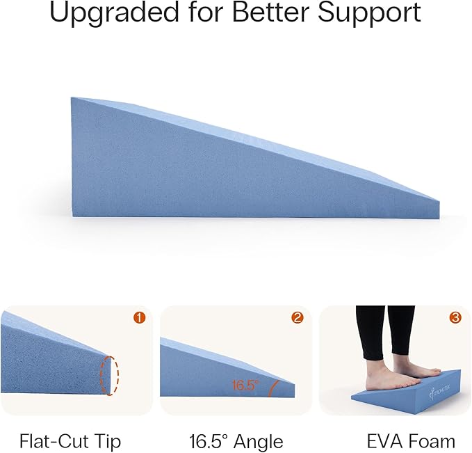 StrongTek XL Foam Yoga Wedge Blocks, Black, Set of 2, 16.5° Incline, 13" × 12.75" × 3.75", for Yoga, Stretching, Squats & Physical Therapy