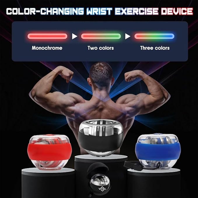 2026 New Wrist Ball, Wrist Ball Exerciser with LED Lights, Auto-Start Gyroscopic Forearm Exerciser, Enhance Grip Strength, Strengthen Arms, Fingers, Bones and Muscles, Joint Relief