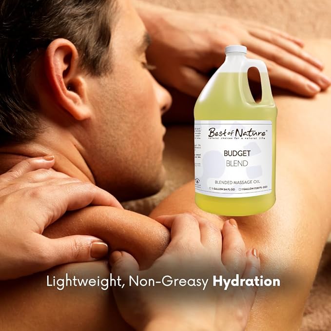 Best of Nature Budget Blend Massage & Body Oil - Affordable, Lightweight Moisturizer for Therapists & Spas, 5 Gallon Bulk Size