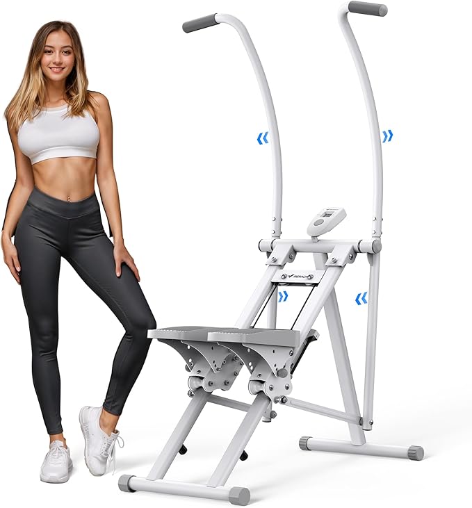 MERACH Stair Stepper for Home Gym Exercise, New Version Stairmaster for Full-Body Workout, Compact Folding Stair Climber with Extended Step Range, Adjustable Handlebar/Pedal