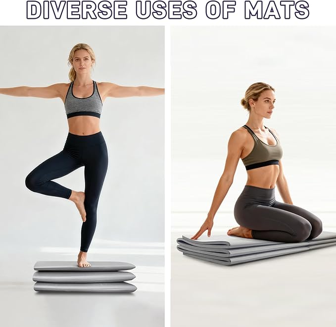 Foldable Yoga Mat for Travel 72"x 32"x 0.32"Inch, 8mm Thick Folding Exercise Mat, Outdoor Non-slip Pilates Mat for Women & Men, Wide Yoga Mat Packable for Workout and Fitness