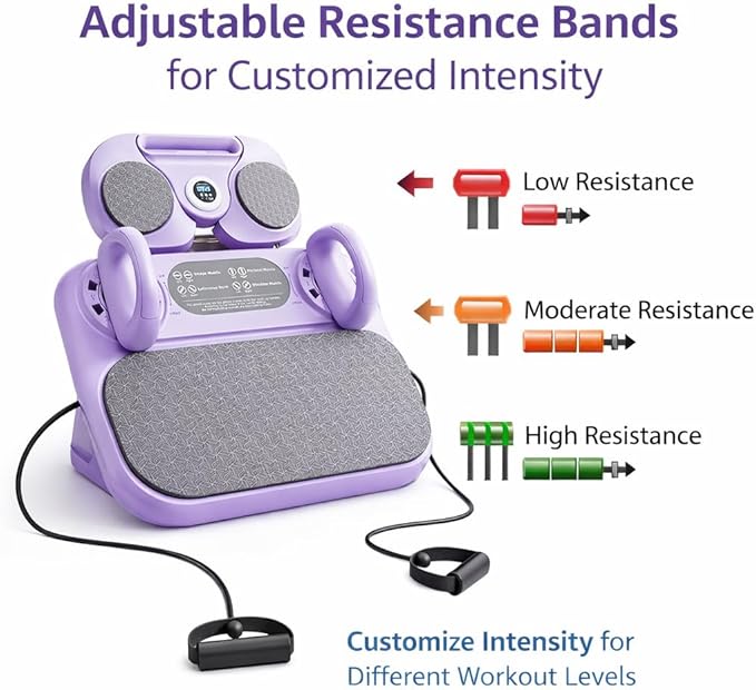 Pilates Exercise Board for Women – Adjustable Resistance Home Workout Board with Resistance Bands, Full Body Toning, Core Strength & Flexibility Training for Indoor Fitness